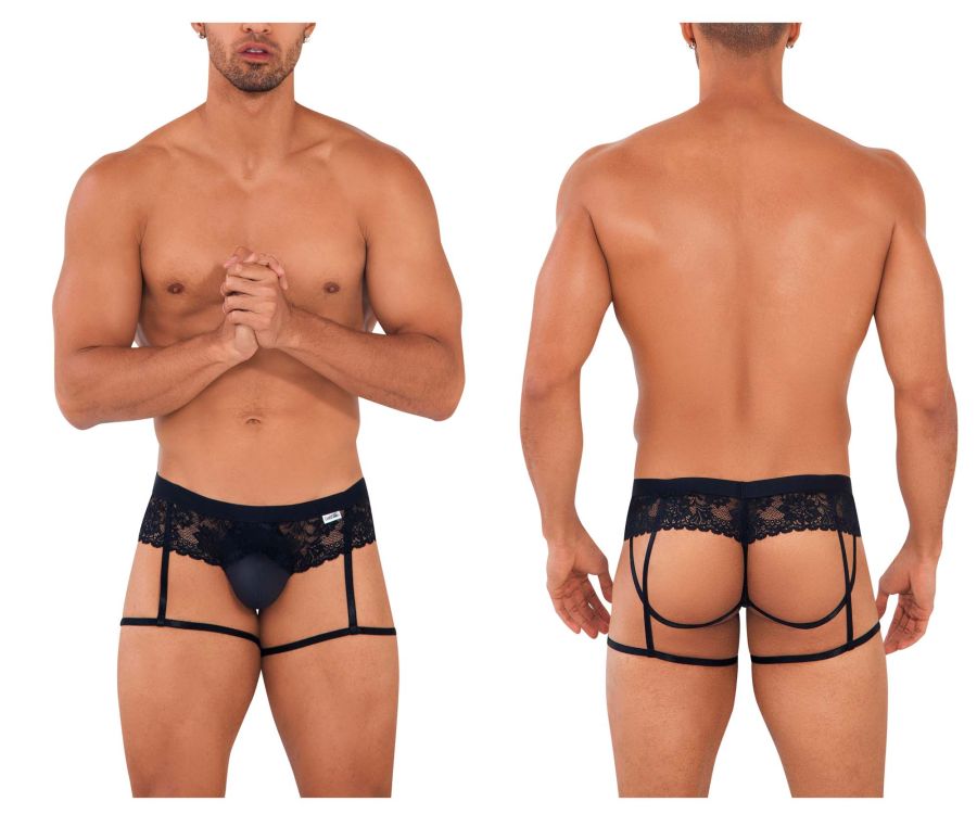 CandyMan 99717 Lace Garter Jockstrap Black