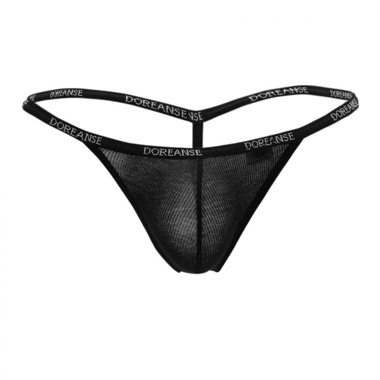 Doreanse 1330-BLK Ribbed Modal T-thong Mens Thong Black