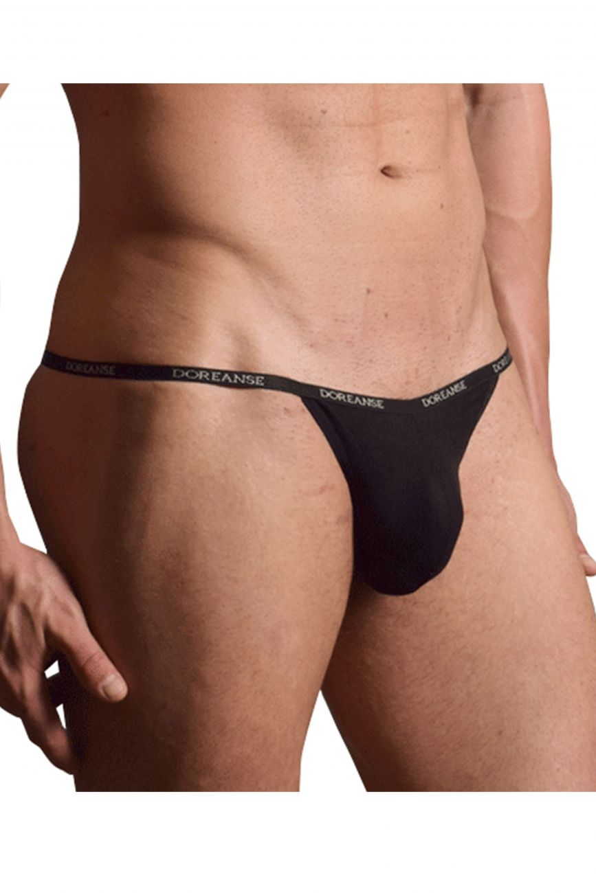 Doreanse 1330-BLK Ribbed Modal T-thong Mens Thong Black