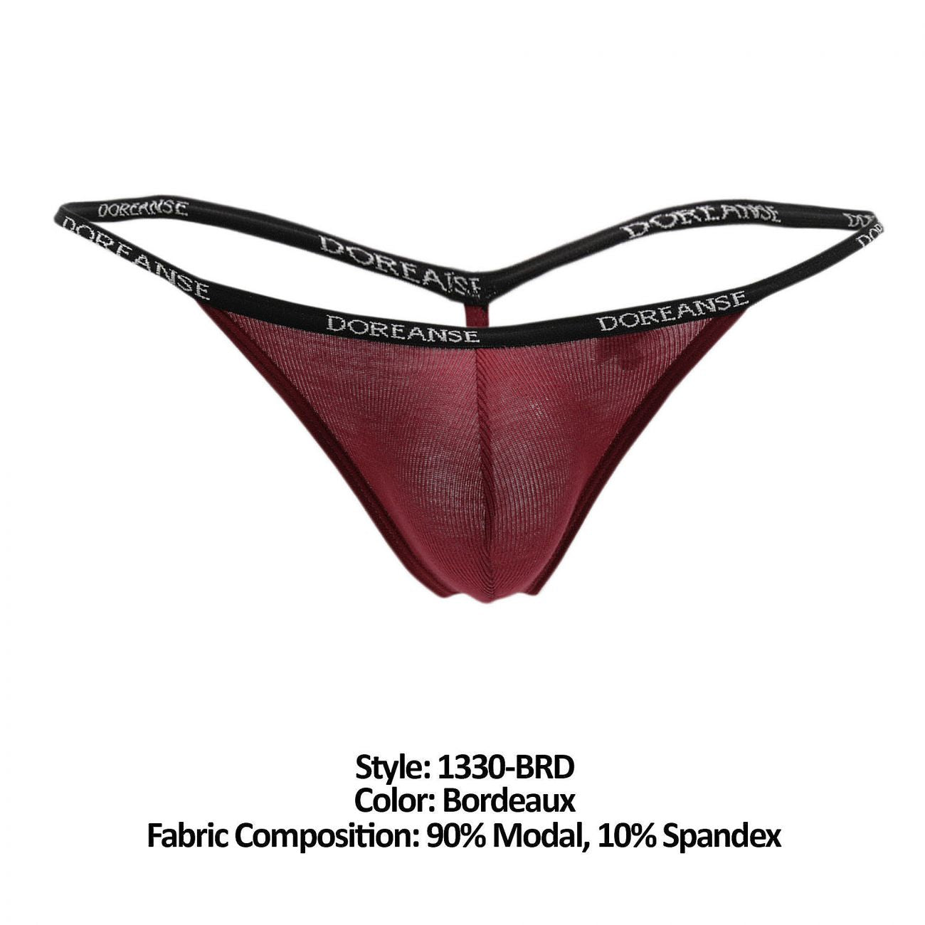 Doreanse 1330-BRD Ribbed Modal T-thong Mens Thong Bordeaux