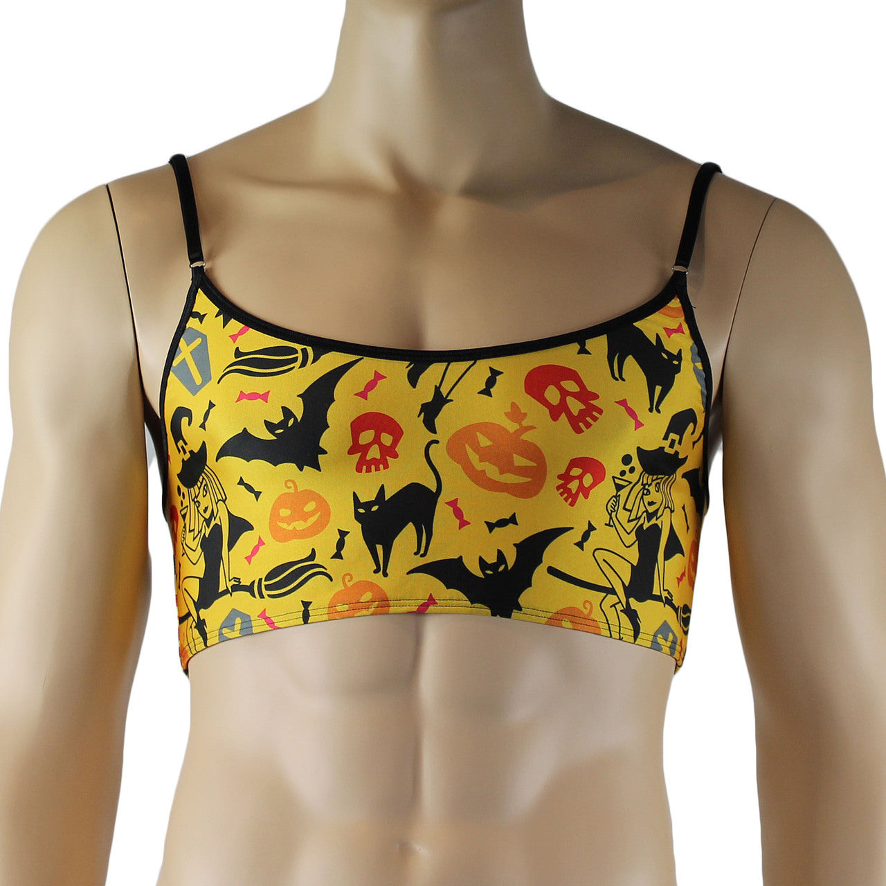 Mens Gothic Halloween Camisole Top Underwear, Witches, Bats & Cats