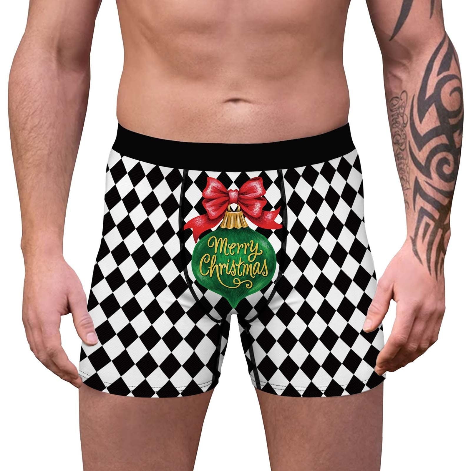 Hmwy-christmas Boxers Briefs Men Xmas Shorts Trunks Stretch