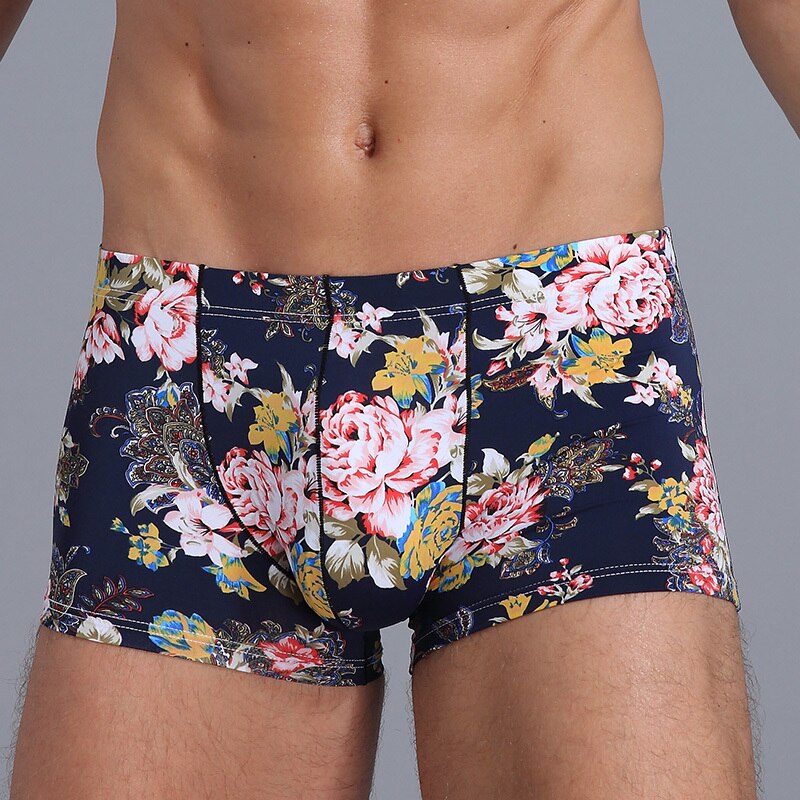 Mens Polyamide Comfortable & Light Boxer Briefs Dark Flowers