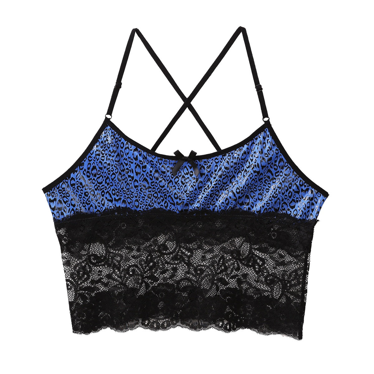 Mens Sissy Lingerie Animal Print Camisole Royal Blue