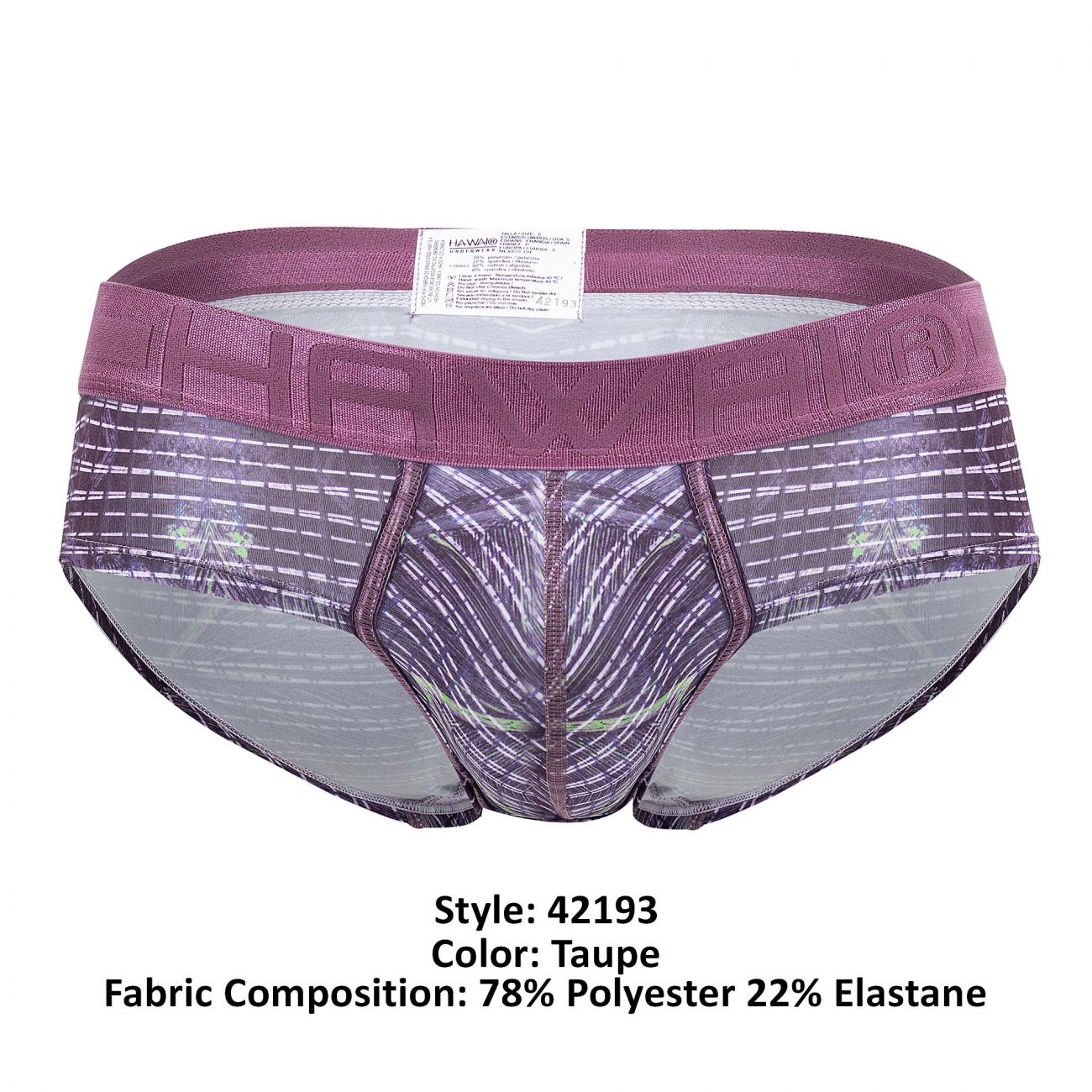 HAWAI 42193 Printed Microfiber Hip Briefs Taupe