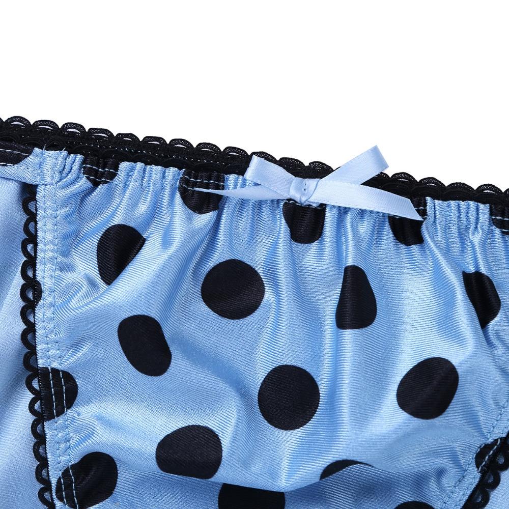 SALE - Mens Lingerie Polka Dot Satin Bikini Briefs Blue