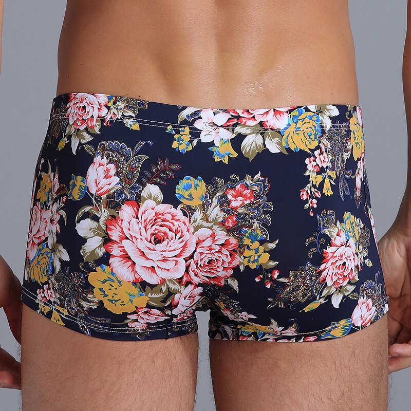 Mens Polyamide Comfortable & Light Boxer Briefs Dark Flowers