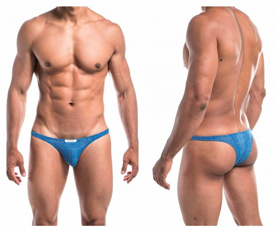 Mens Denim Look Spandex Capri Bikini Brief Blue