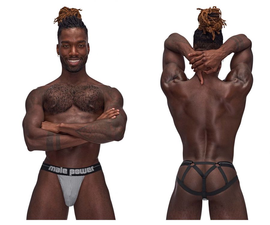 Male Power 352-269 Sexagon Strappy Ring Jock Gray