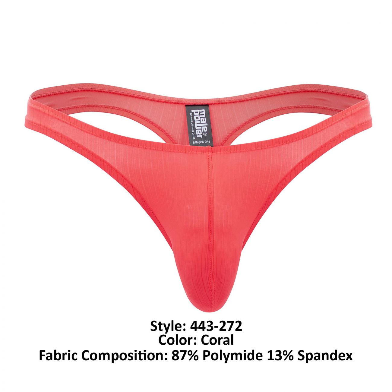 Male Power 443-272 Barely There Sexy Thong Coral