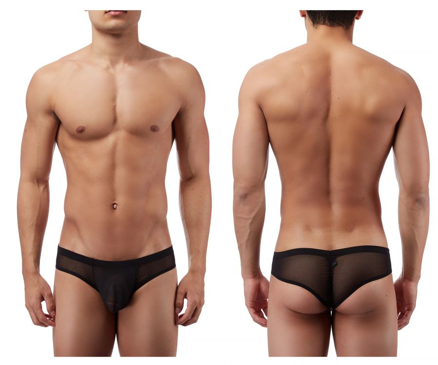 Male Power PAK883 Euro Male Mesh Shirred Pouch Manty Briefs Black