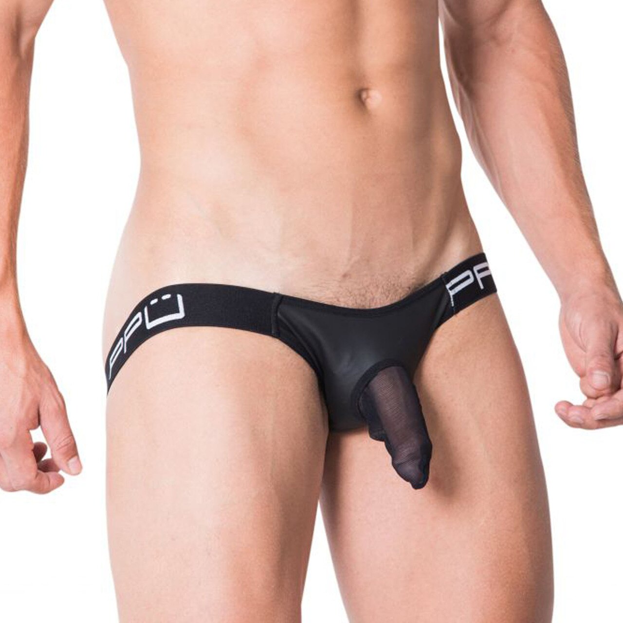 Mens PPU Underwear Sling Back Jockstrap Black