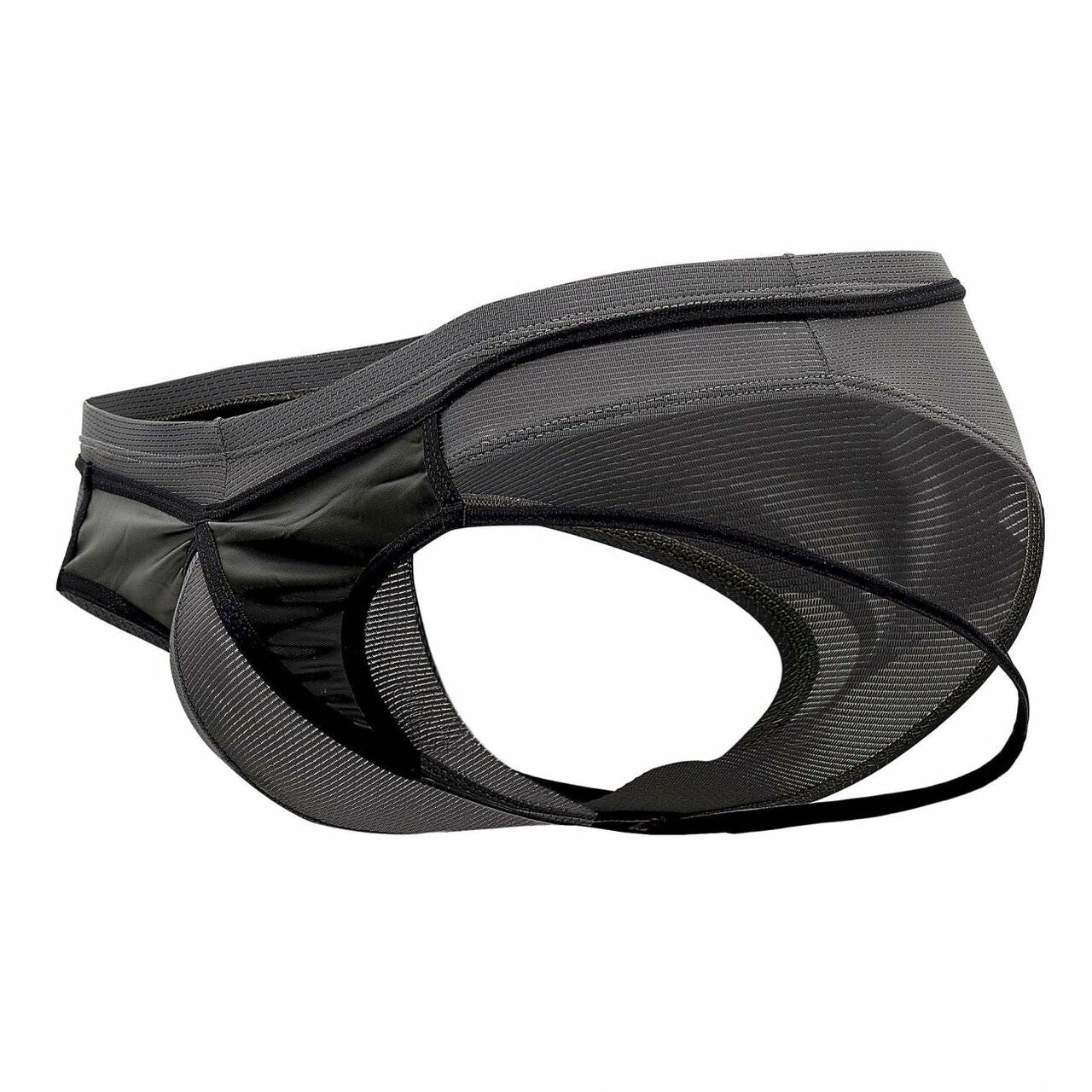 Mens PPU Underwear Microfiber Briefs with Contrast Straps Black with Grey