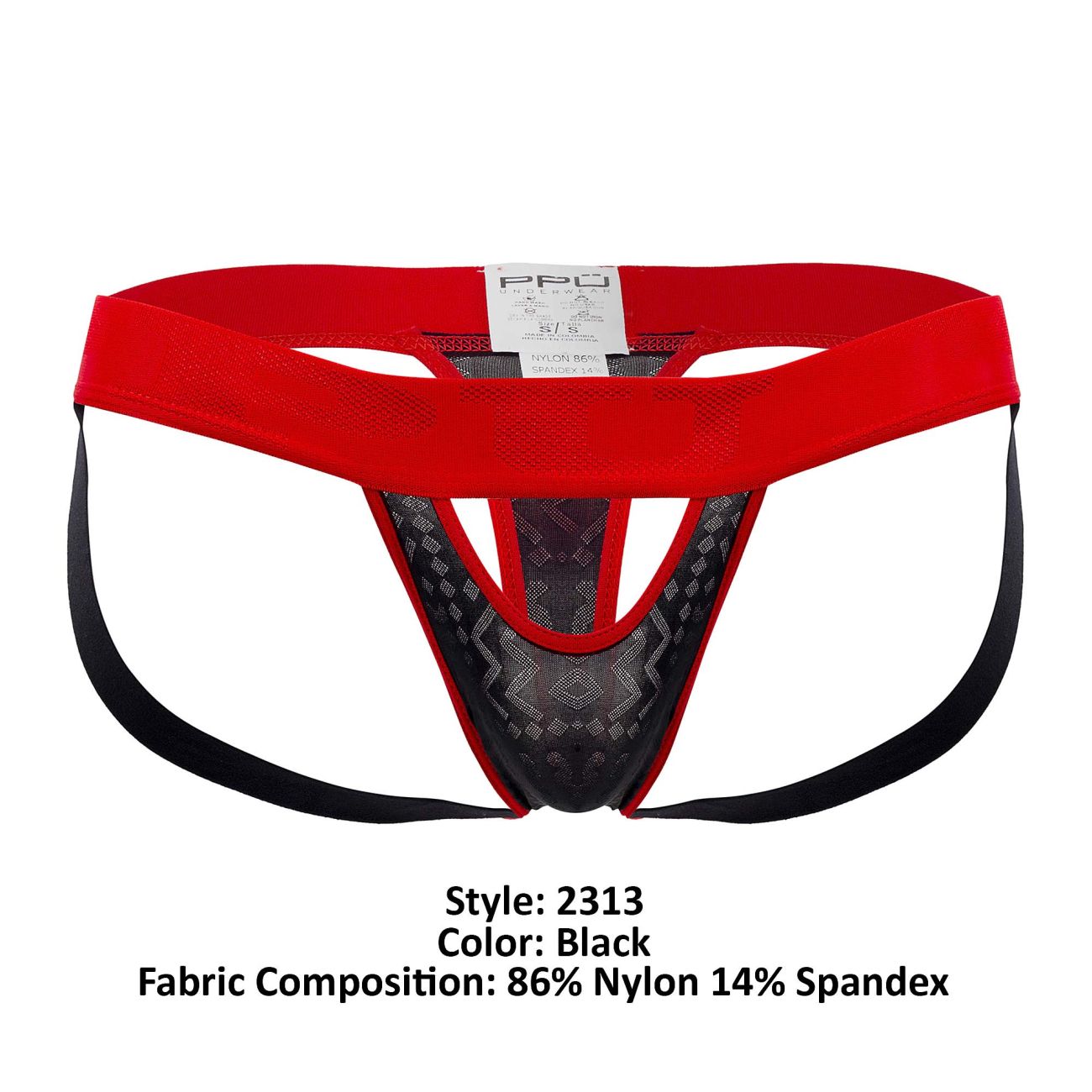 PPU 2313 Peek-a-boo Jockstrap Black