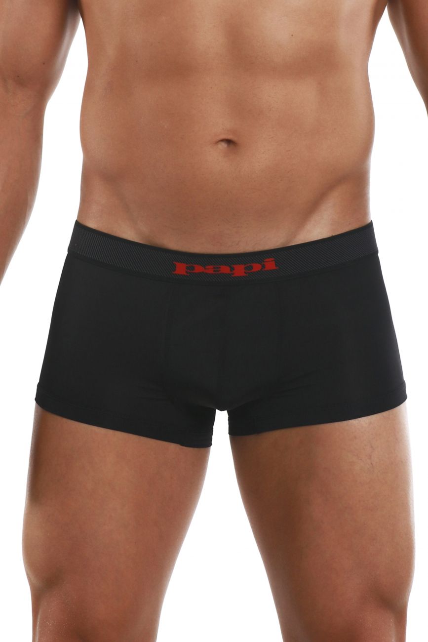 Papi 626182-982 Cool2 2PK Solid-Print Brazilian Trunks Black Red
