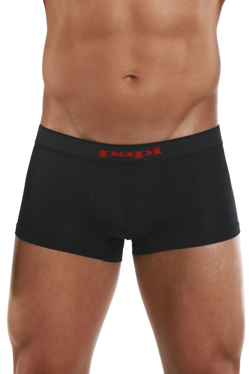 Papi 626183-982 Cool2 2PK Solid-Print Brazilian Trunks Black Red