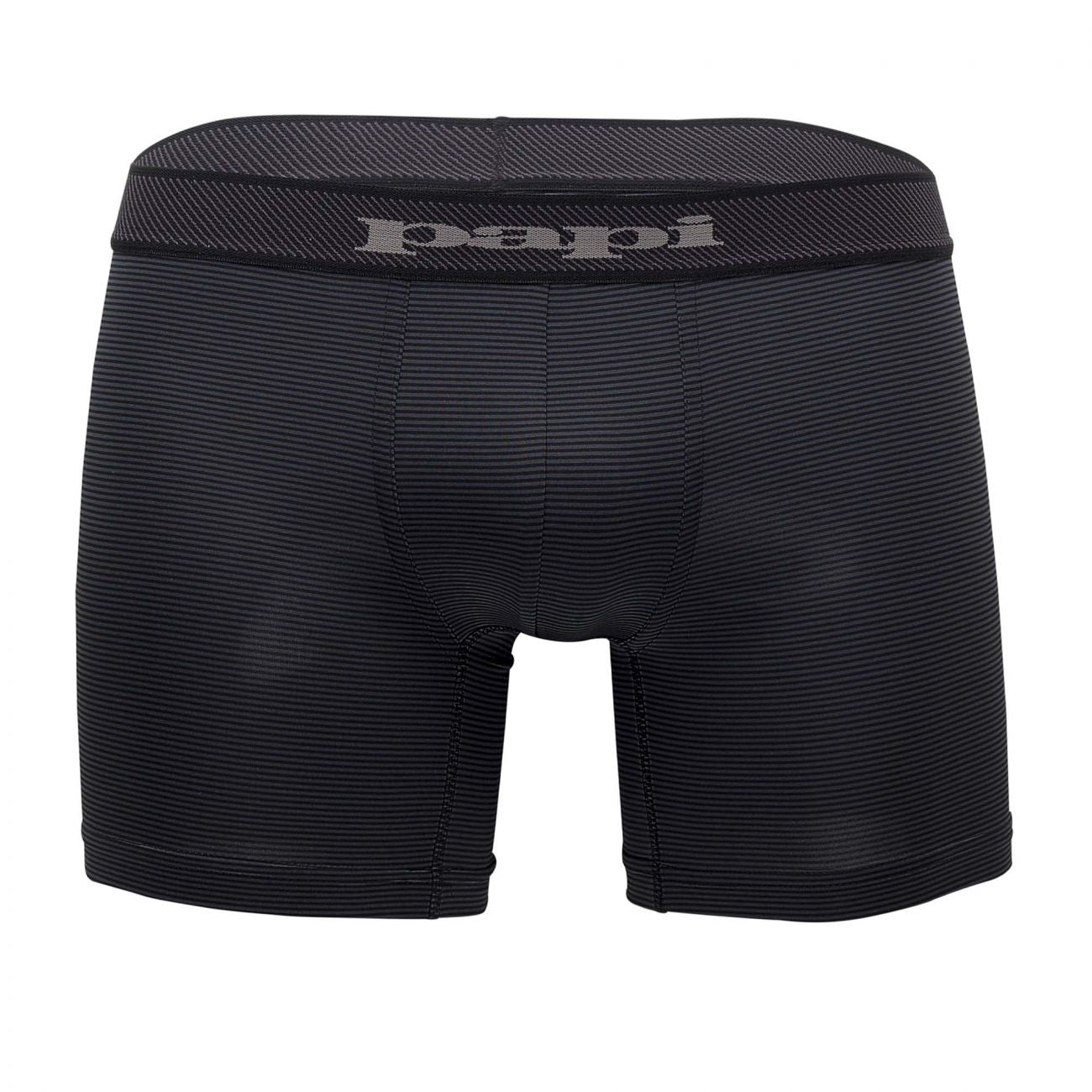 Papi 626185-962 Cool2 2PK Solid Boxer Briefs Black Gray