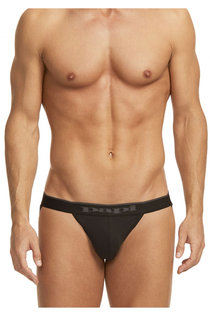 Papi 980911-001 3PK Cotton Stretch Jockstrap Black