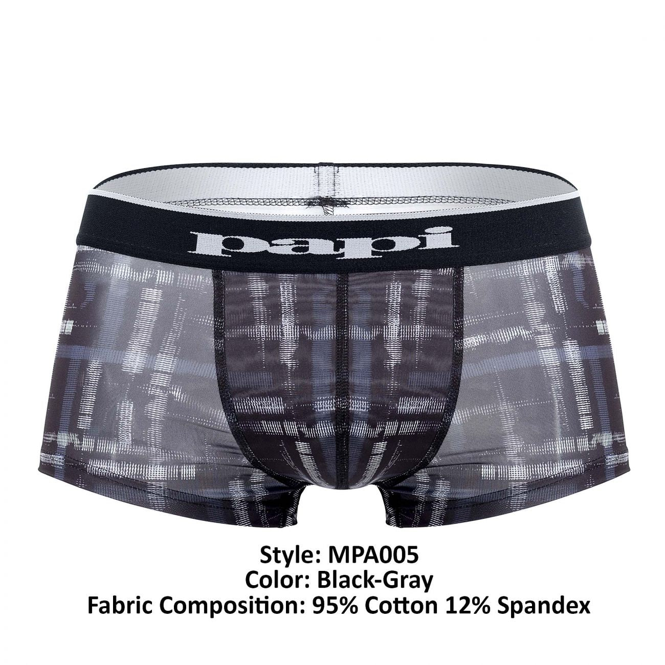 Papi MPA005 2PK Brazilian Trunks Black Gray