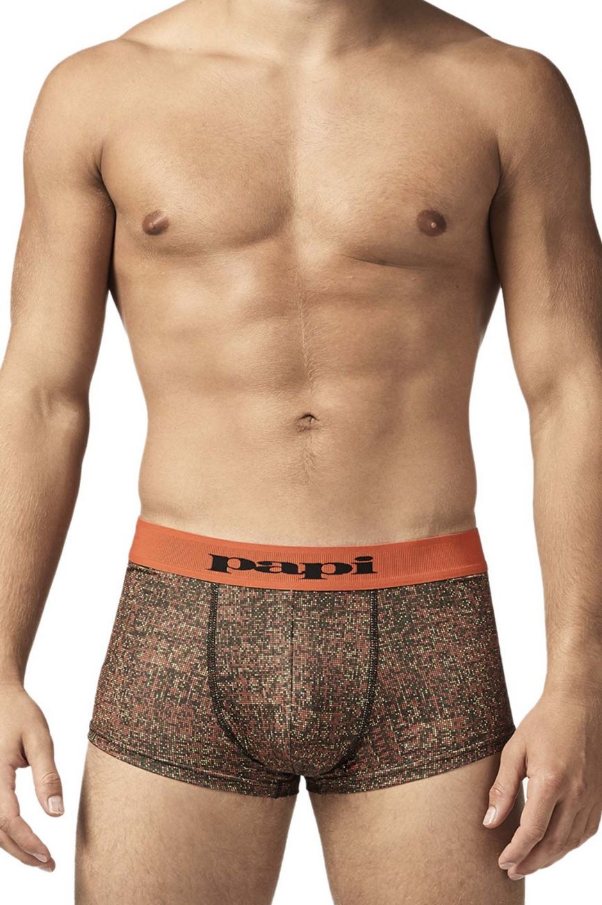 Papi UMPA050 Fashion Microflex Brazilian Trunks Orange Pixel Print