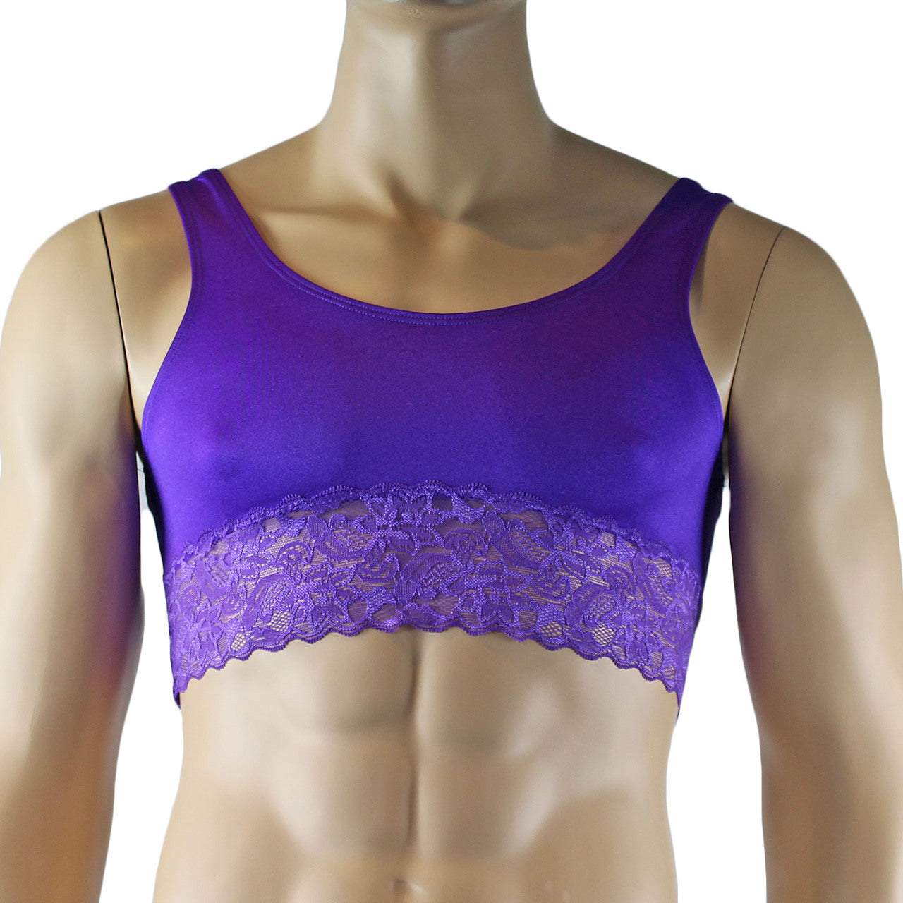 Male Lingerie Bra Camisole Top with Lace (purple plus other colours)