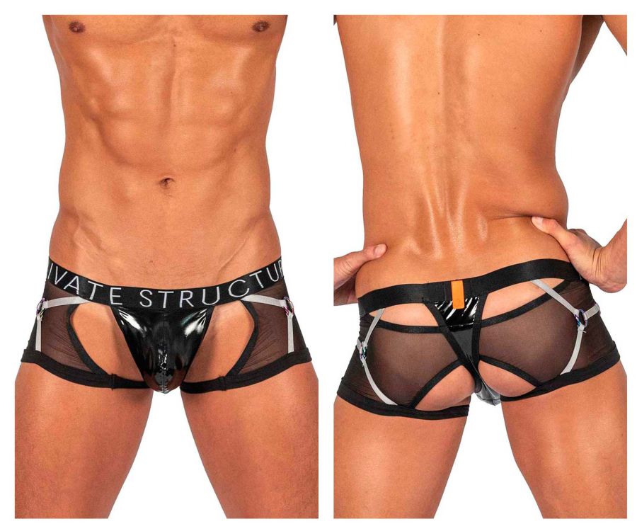 Private Structure LCUT4417 Alpha Low Waist Harness Trunks Black