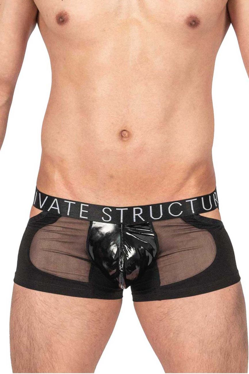 Private Structure LCUT4420 Alpha Low Waist Mesh Back Jockstrap Trunks Black