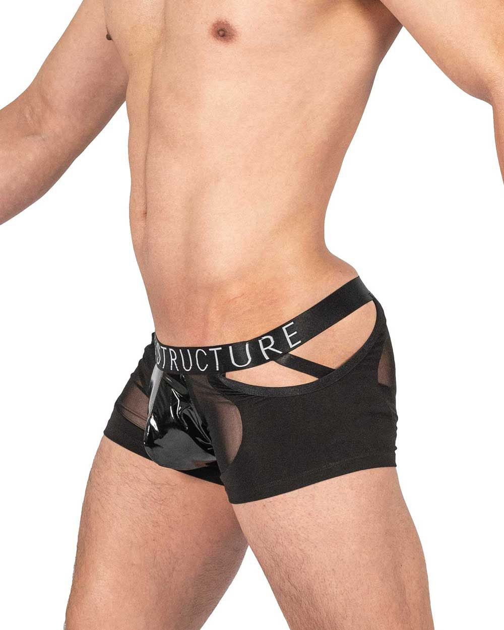 Private Structure LCUT4420 Alpha Low Waist Mesh Back Jockstrap Trunks Black