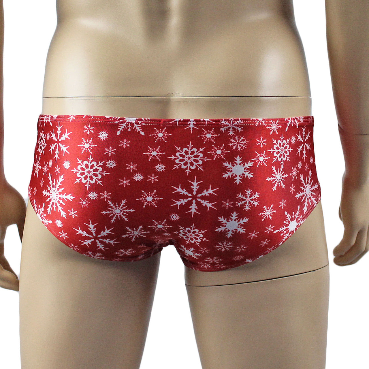 Mens Lingerie Snowflake Bra Top & Low Rise Boxer Brief Red and White