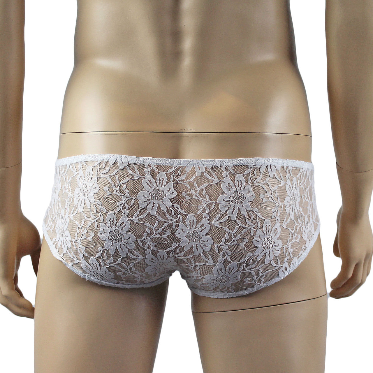 Mens Lingerie Stretch Lace Male Panty Bikini Brief (white plus other colours)