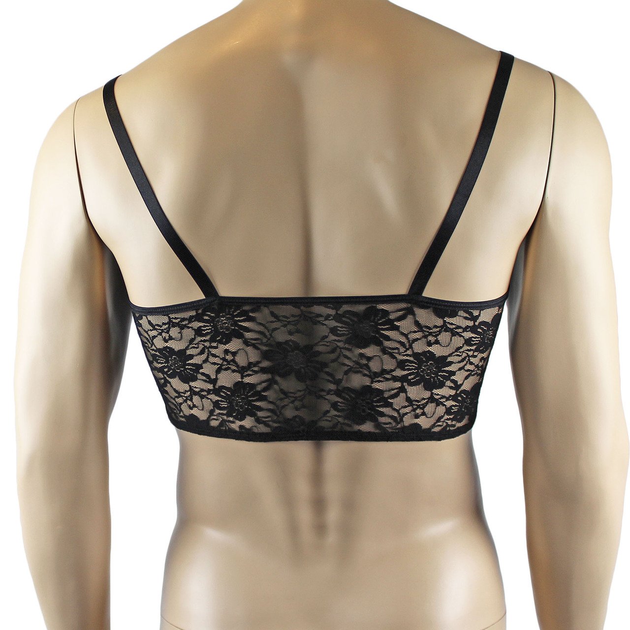 Mens Lace Crop Bra Top Camisole Black Male Lingerie (black plus other colours)