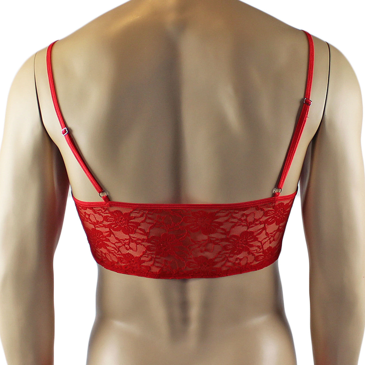 Mens Lace Crop Bra Top Camisole and Male Lingerie Panty Briefs (red plus other colours)