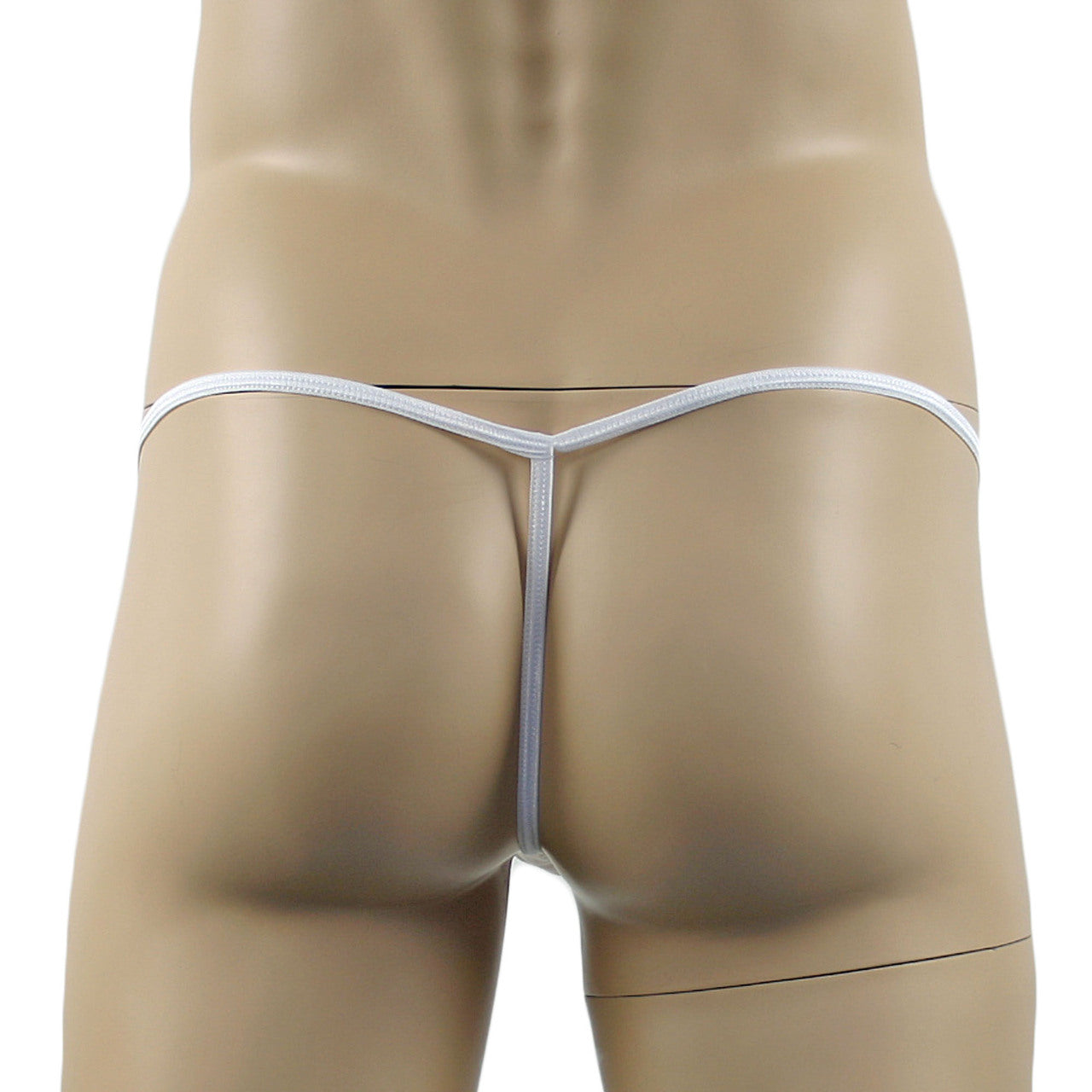 Mens Vicky See Through Mesh Micro Mini Pouch G string White