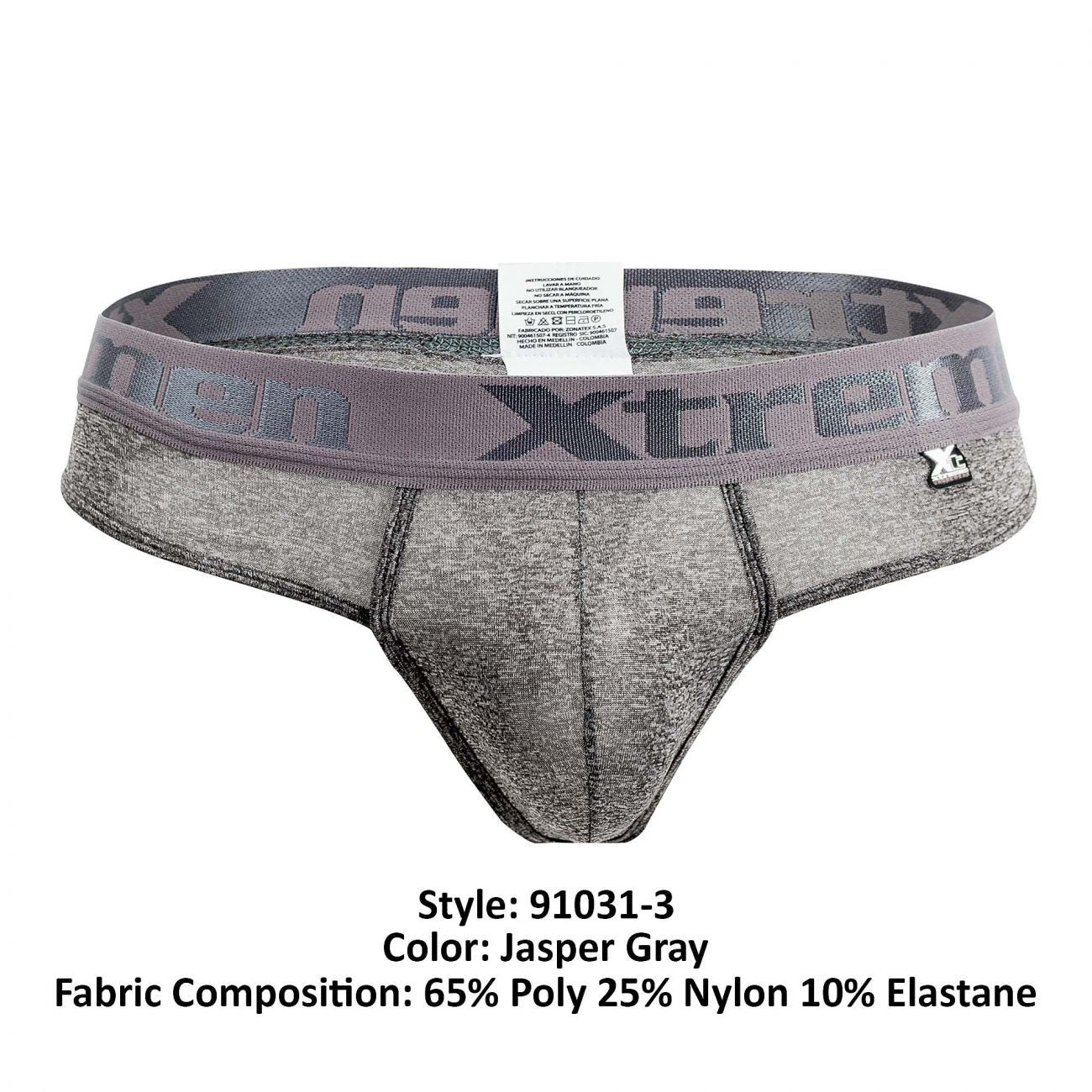 Xtremen 91031-3 3PK Piping Thongs Jasper Gray