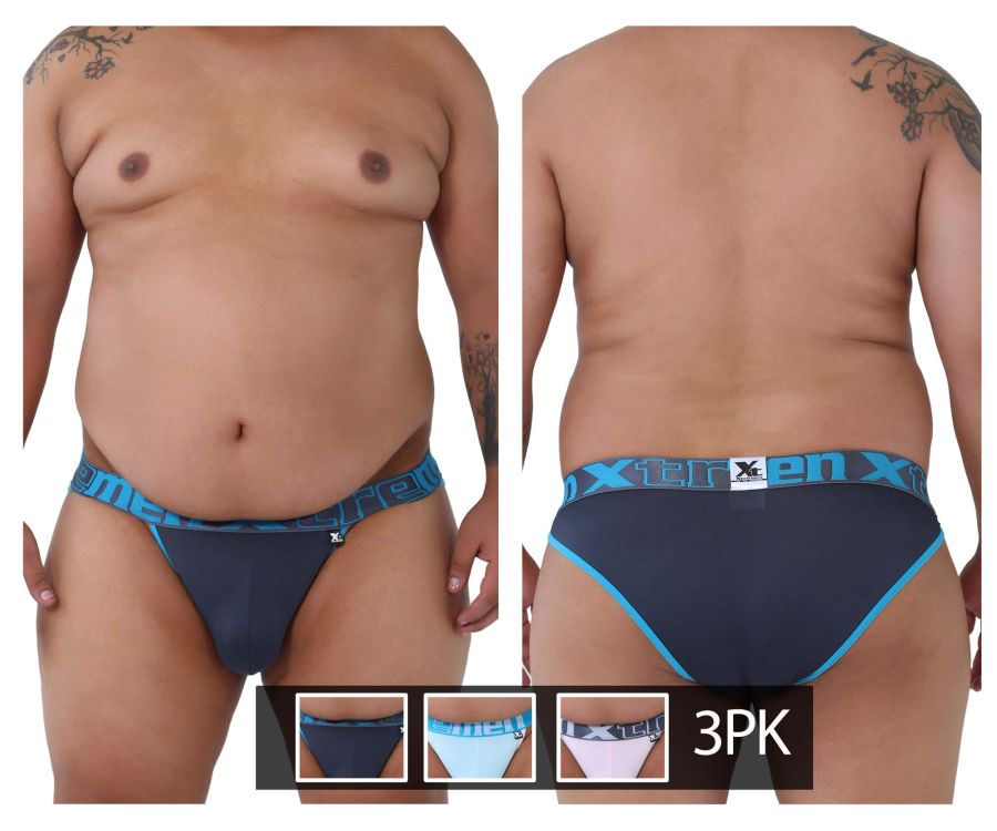 Xtremen 91057X-3 3PK Bikini Gray-Blue-Pink Plus Sizes