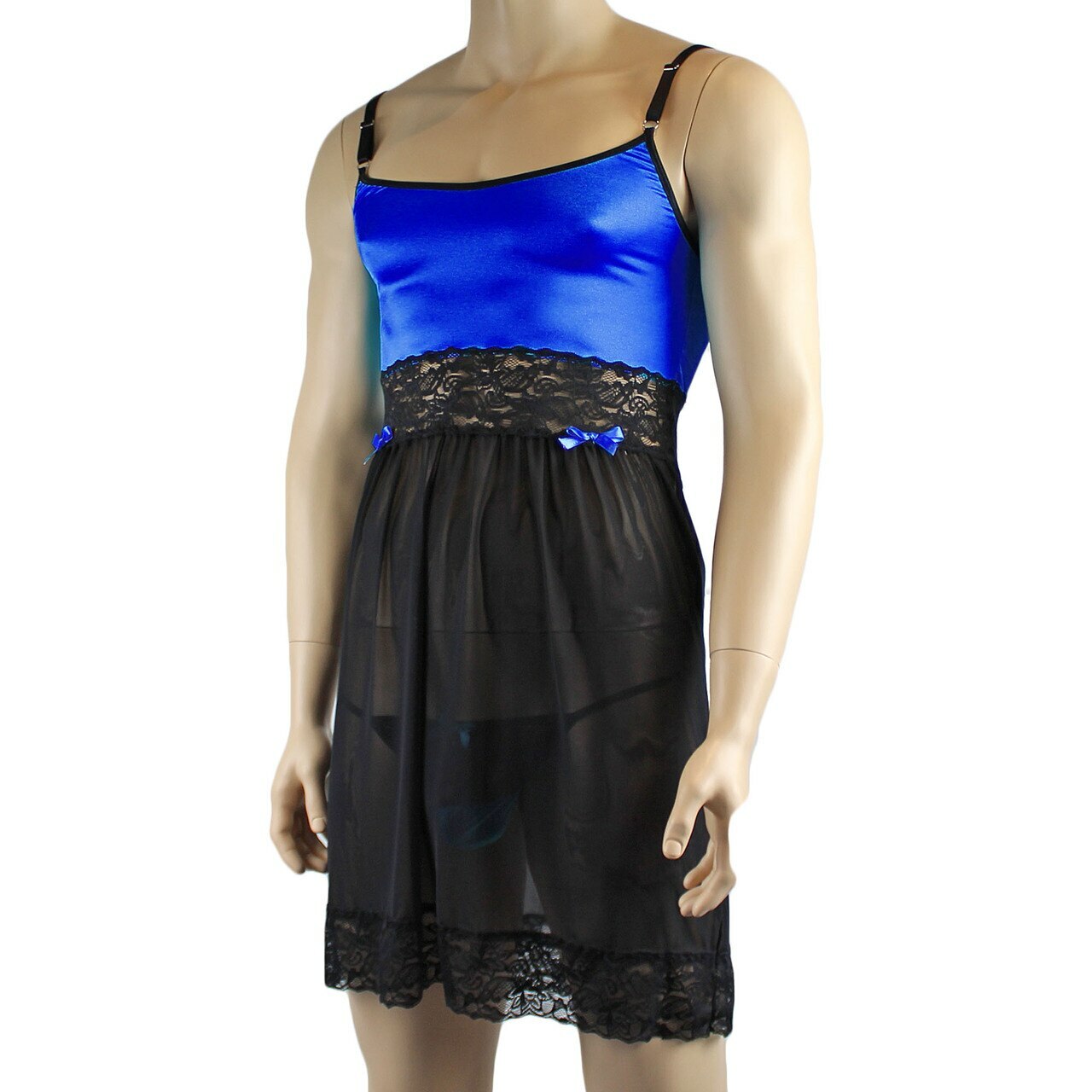 Mens Sexy Lingerie Nightwear Chemise with G string (blue plus other colours)