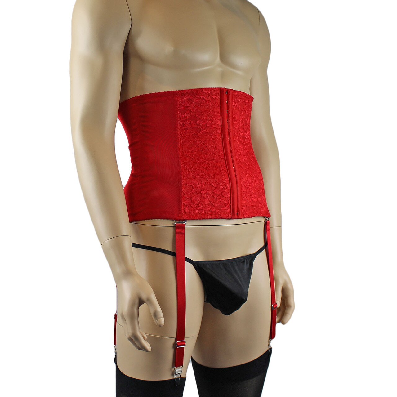 Mens and Womens Bustier Waist Cincher Corset Red
