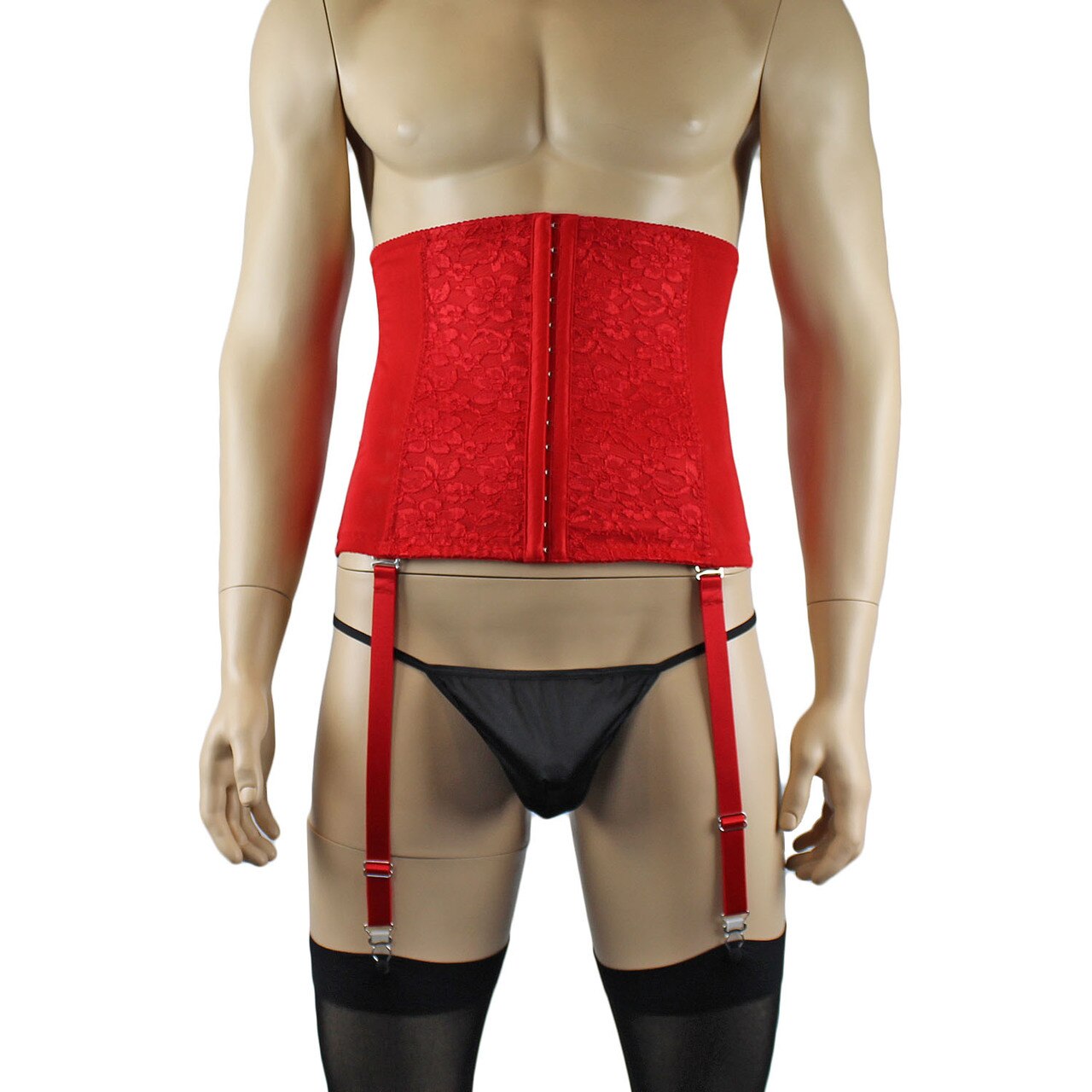 Mens and Womens Bustier Waist Cincher Corset Red