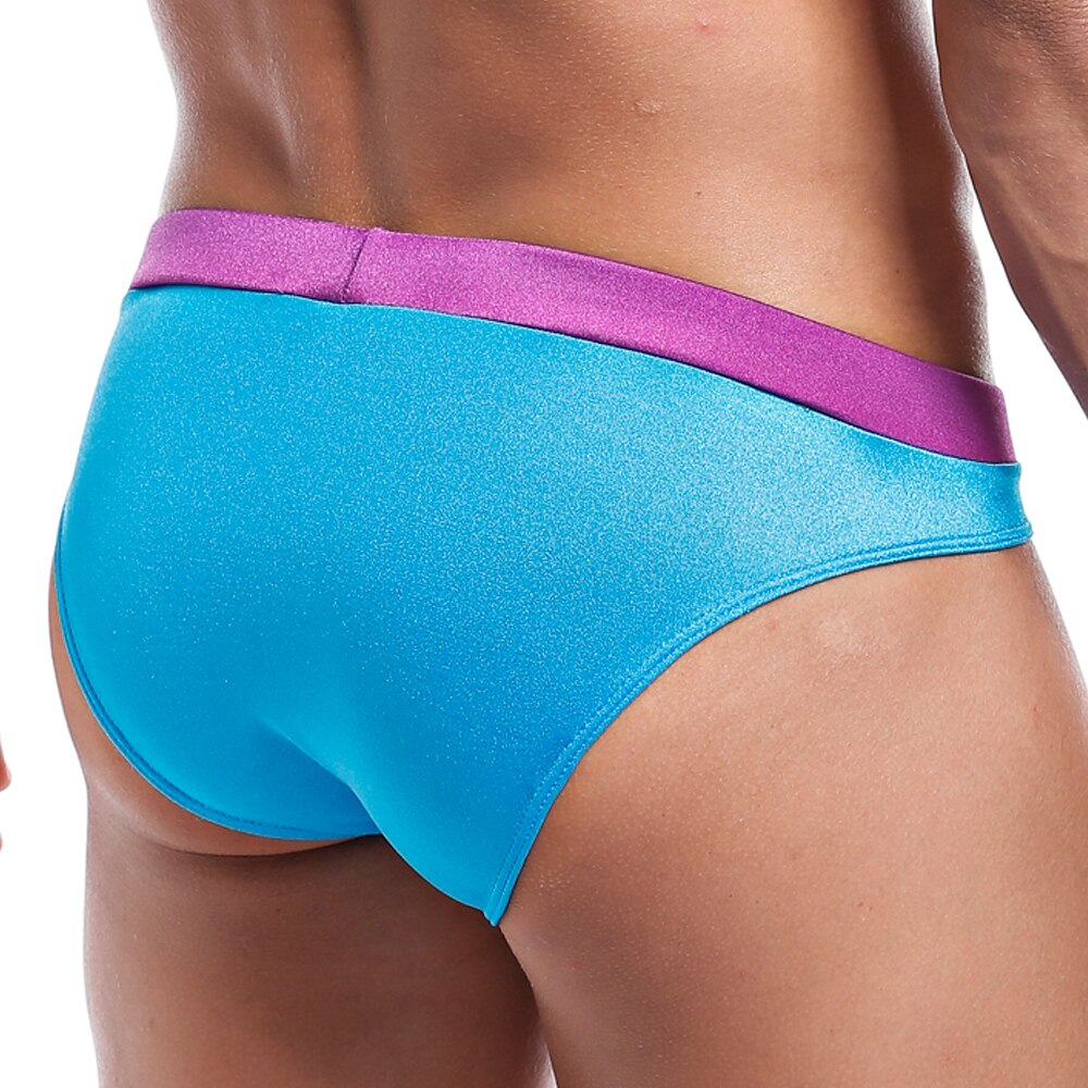 Mens Sheer See Through Mesh Front Bikini Brief Turquoise and Purple