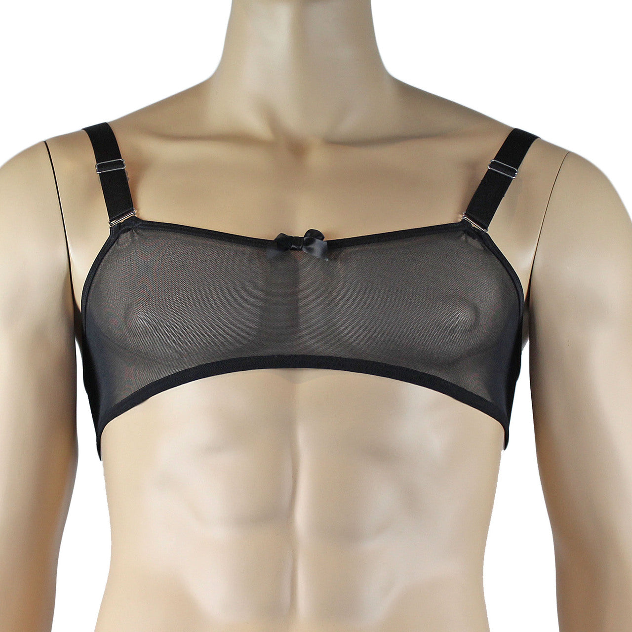 Mens Exotic Sheer Mesh Bra Top & G string - Sizes up to 3XL (black plus other colours)
