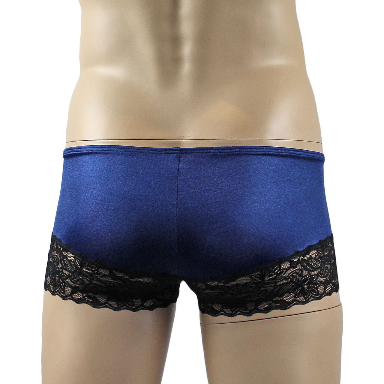 Mens Bra top and Boxer Briefs with Lace Trim (navy & black plus other colours)