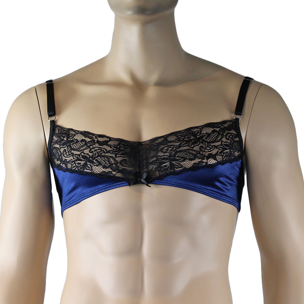 Mens Bra top and Boxer Briefs with Lace Trim (navy & black plus other colours)