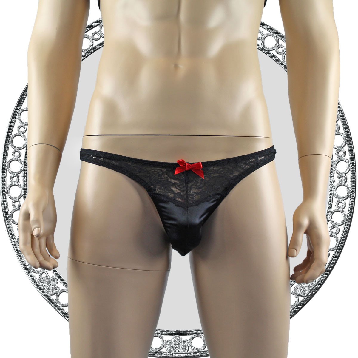 Mens Joanne Lace Bra Top Lingerie and Thong for Men Black and Black Lace
