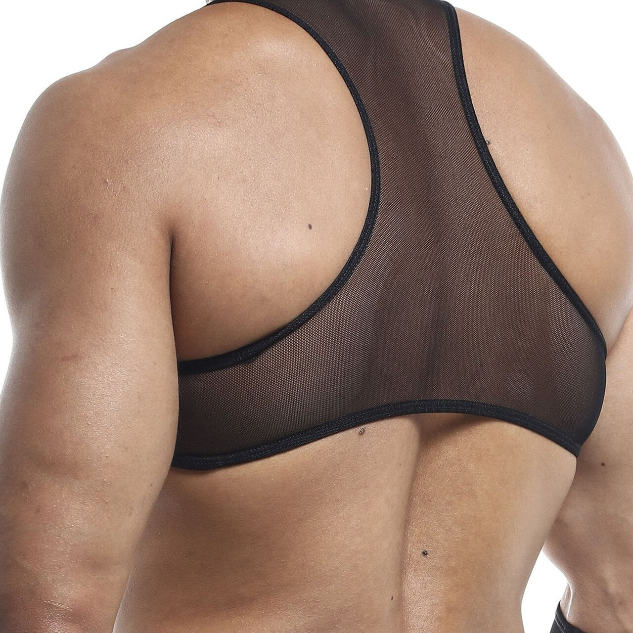 Mens Joe Snyder Stretch Mesh Posing Top with Y Back Black