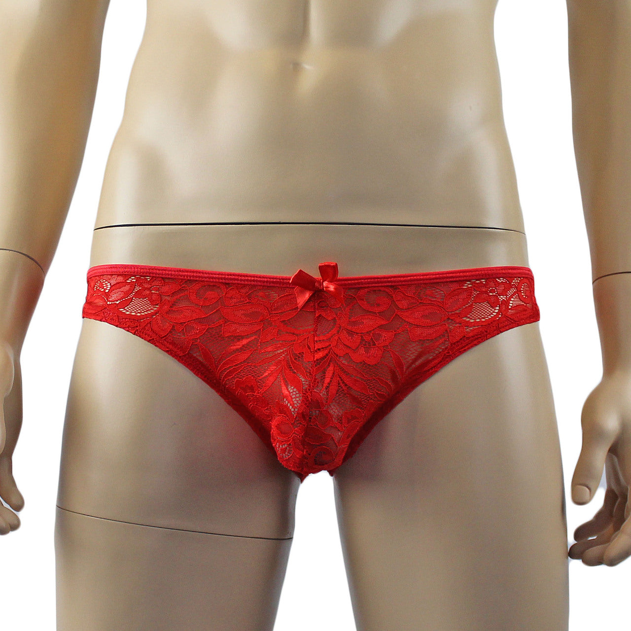 Mens Lace OPEN BACK Capri Brief, Male Panties (red plus other colours)