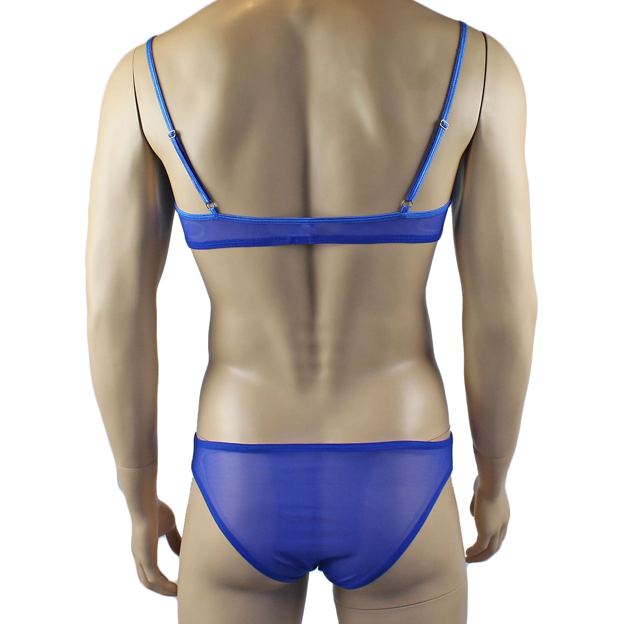 Mens Kristy Lace & Mesh Bra Top and Bikini Brief Blue
