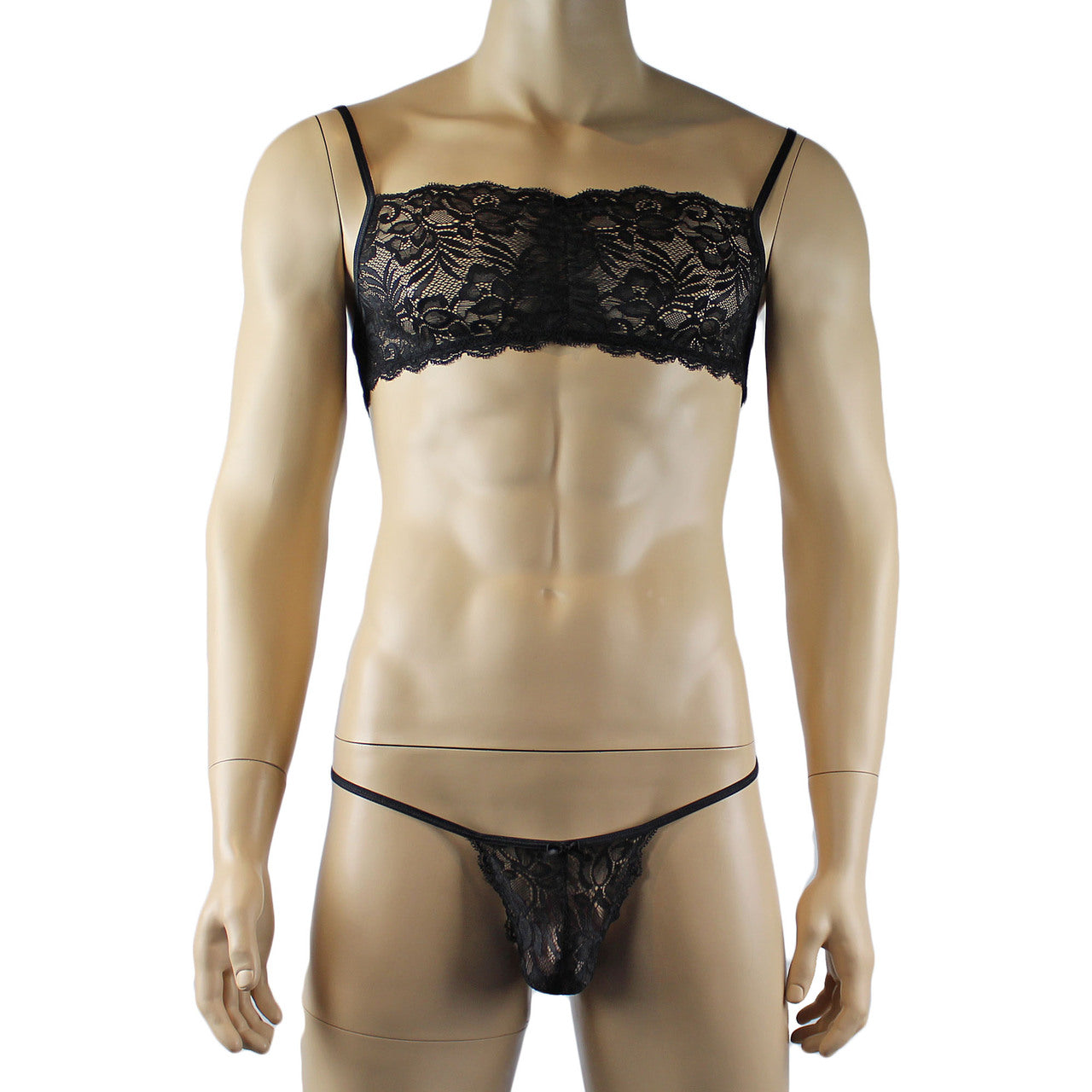 Mens Lingerie Bra Top and Pouch G string (black plus other colours)