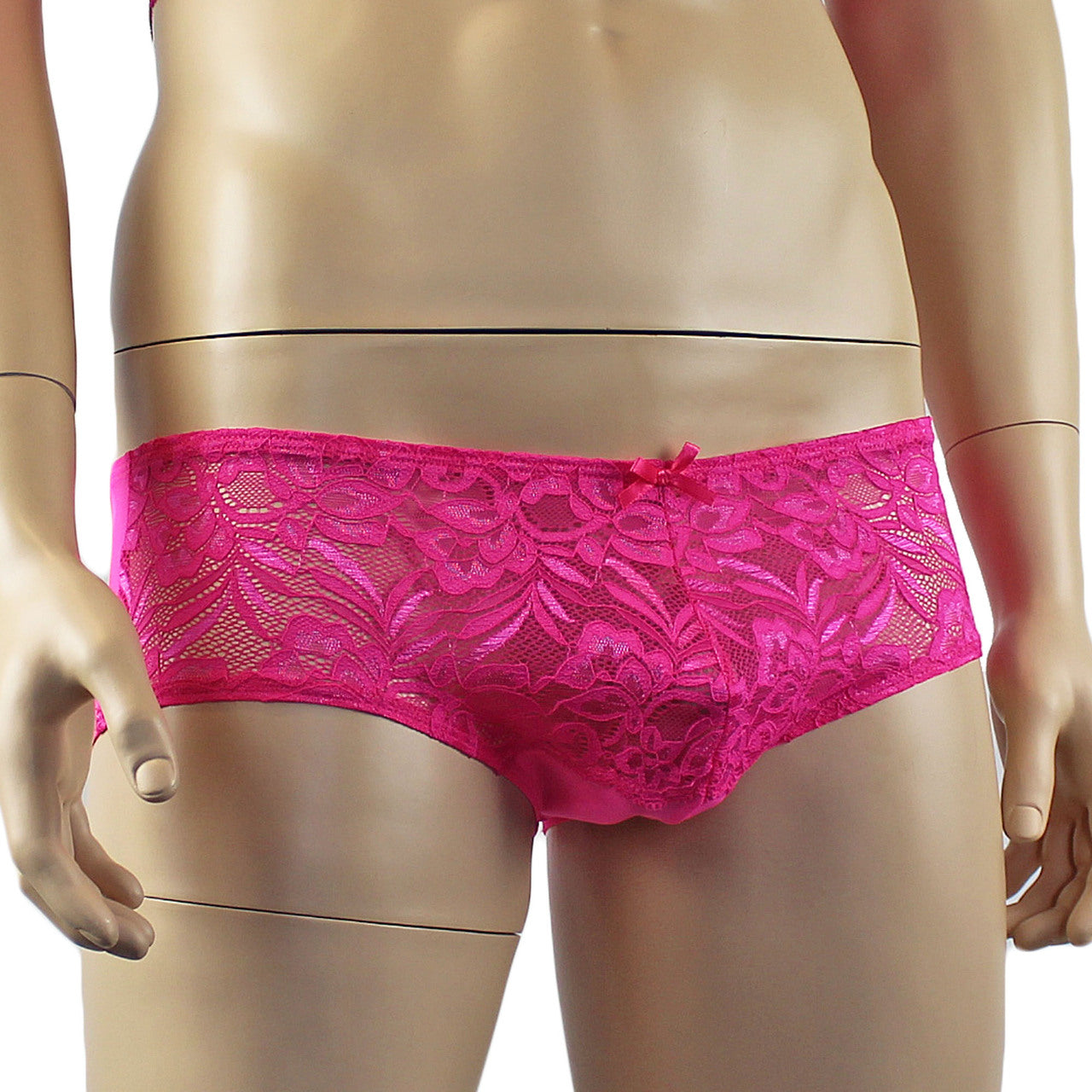 Mens Lingerie Sexy Lace and Mesh Panty Brief (pink plus other colours)