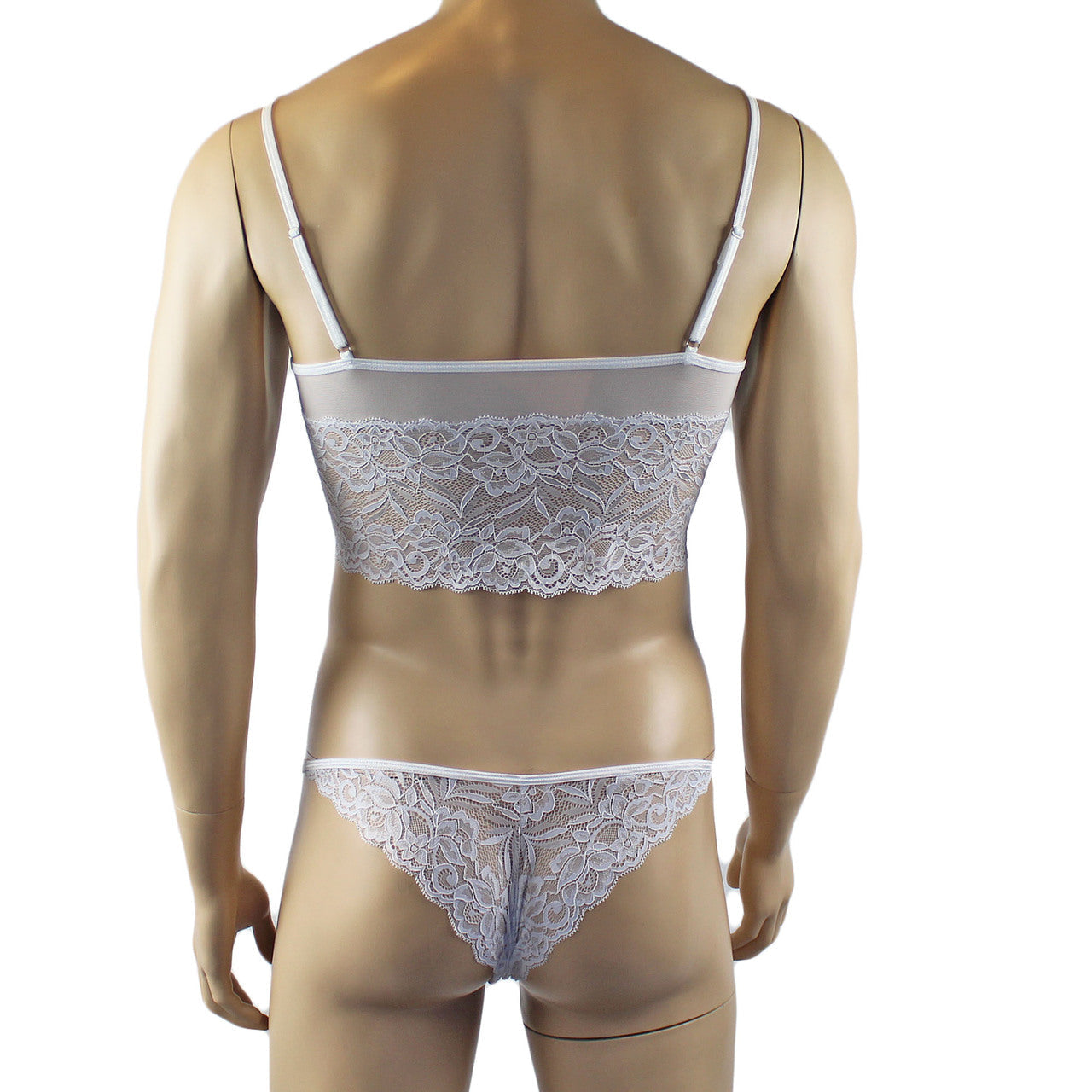 Mens Sexy Lace Camisole Top and Male Panties (white plus other colours)