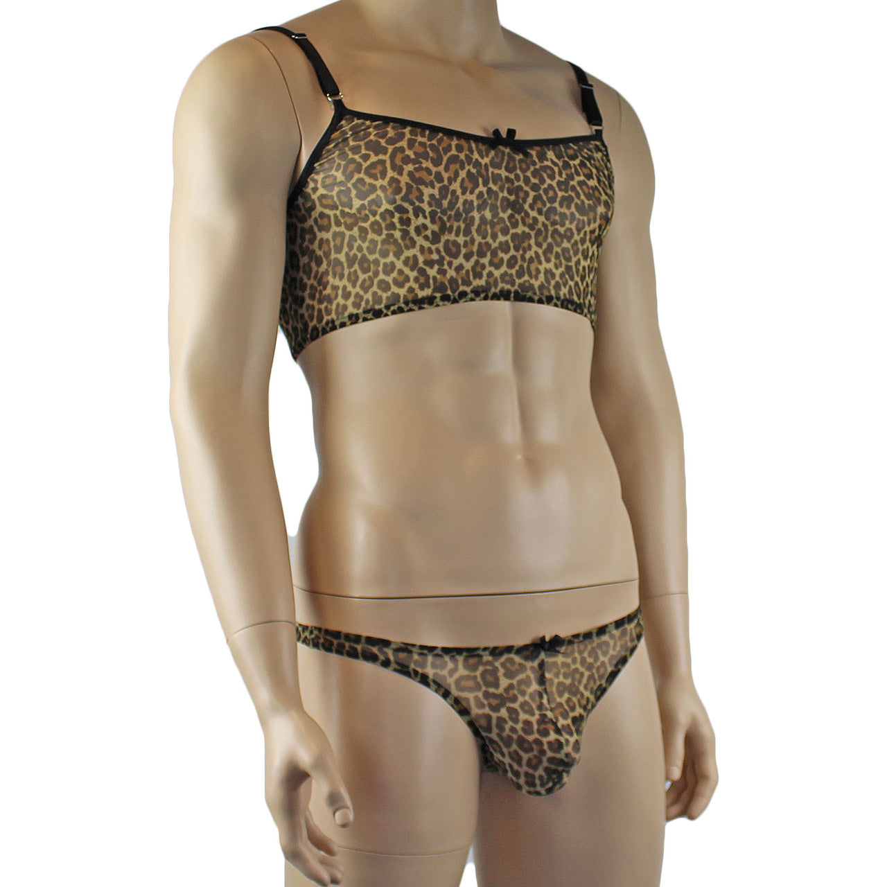 Mens Lingerie Animal Print Camisole Top & Thong Leopard